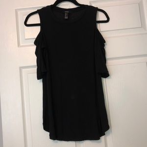 FOREVER 21 BLACK OPEN SHOULDER 3/4 SLEEVE SHIRT